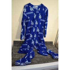 Adult Medium: Los Angeles Dodgers Fleece One Piece Sleeper Footie Pajamas Abdl